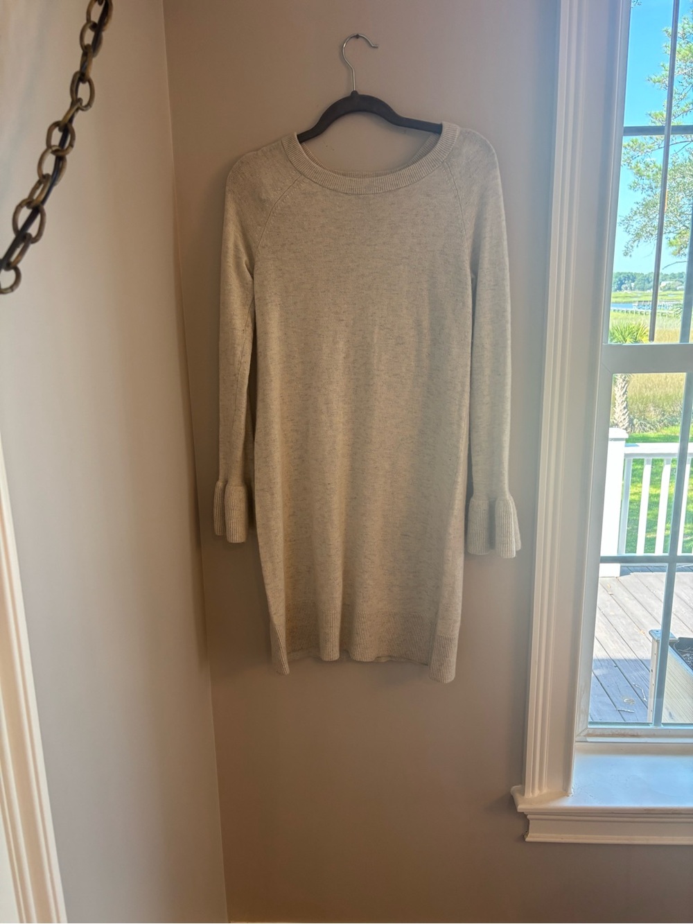 Banana Republic Cream Long Sleeve Knit Sweater Dress
